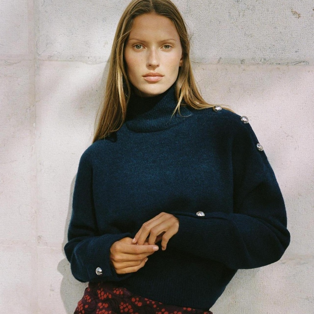 NWT Zara SOFT KNIT BUTTON SWEATER
